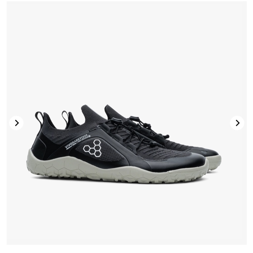 VivoBarefoot Primus Trail Knit FG Black White Minimalist Barefoot Running Shoes